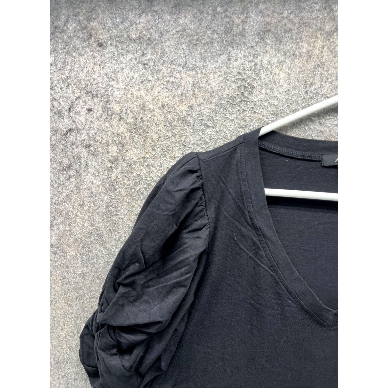 7 For All Mankind 7 For All Mankind Shirt Womens Large Black V Neck Puff Short Sleeve Jersey Top Size L / US 10 / IT 46 - 6 Thumbnail