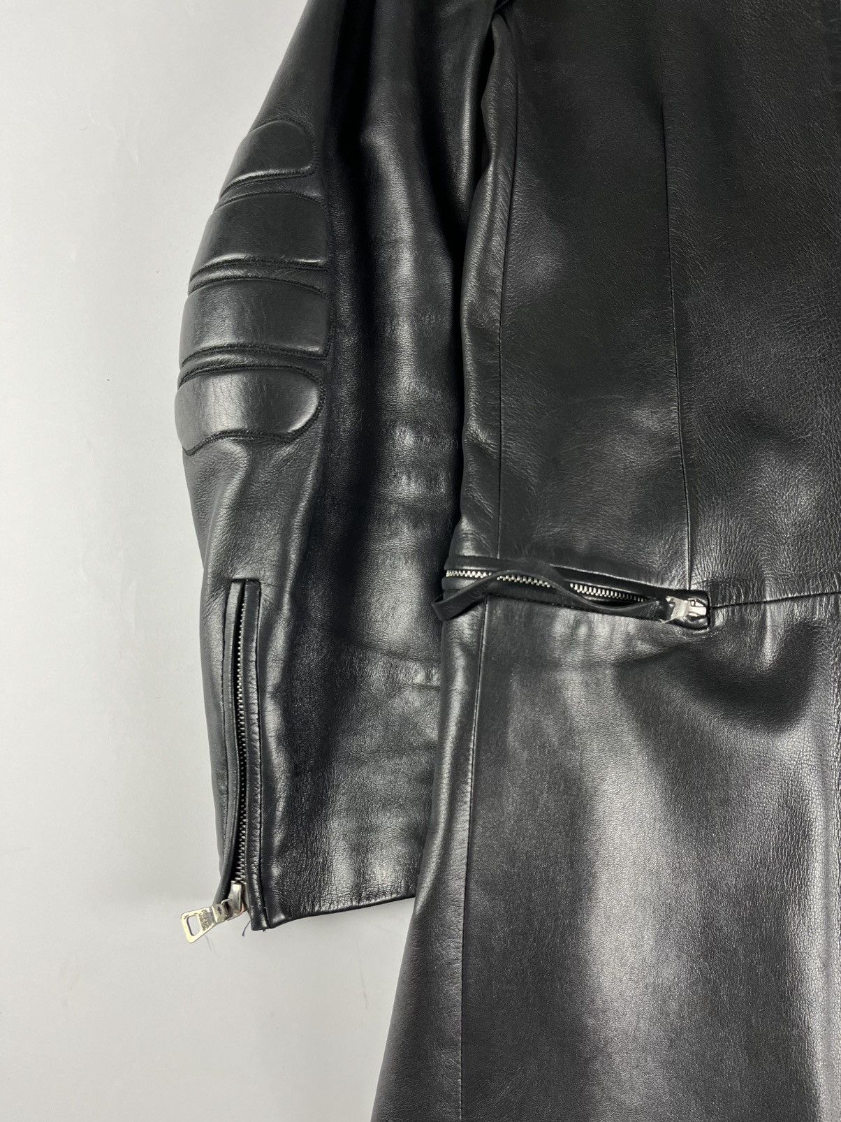 Prada Prada Black Leather Padded Shoulder Coat FW 1999 Size S / US 4 / IT 40 - 3 Thumbnail