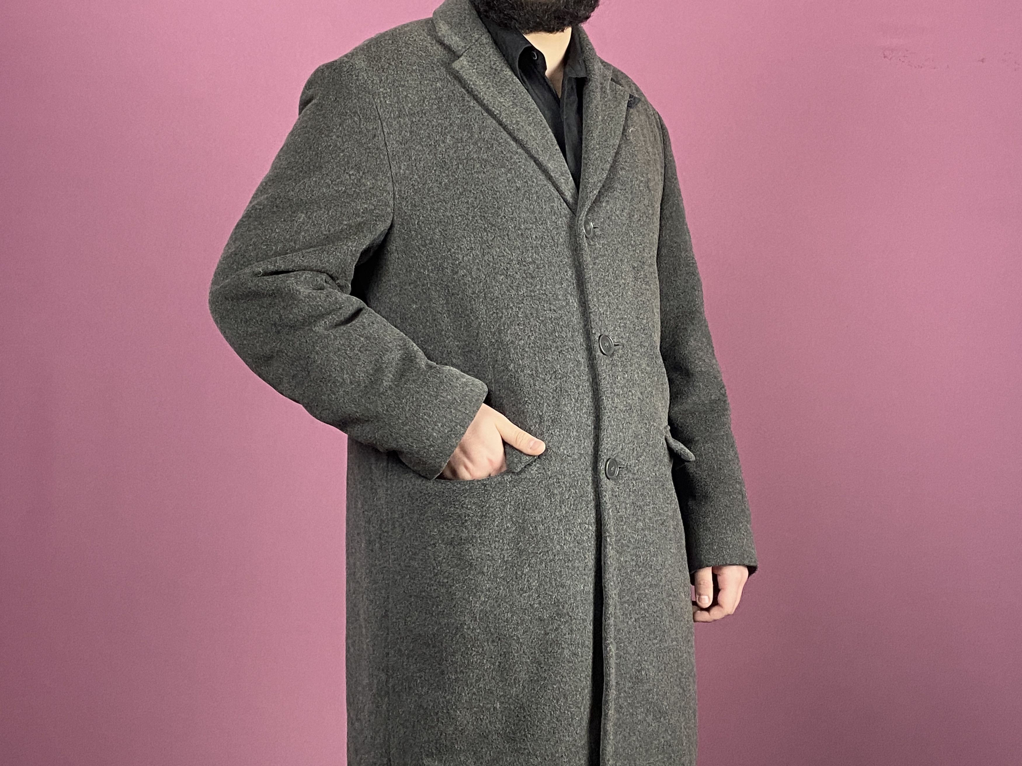 Hugo Boss Hugo Boss Vintage Men's Cashmere Coat - L Long Overcoat Size US L / EU 52-54 / 3 - 4 Thumbnail