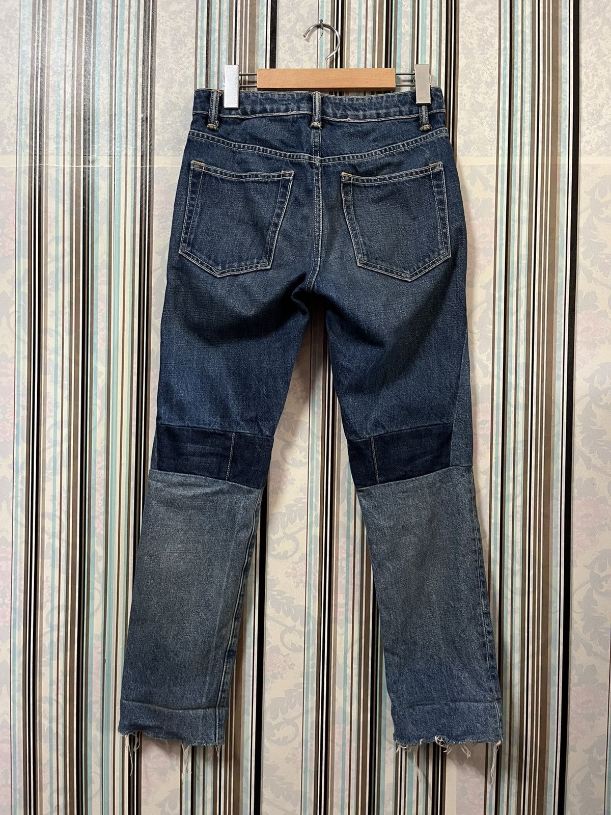 Helmut Lang 2000s high rise crop slim vintage blue patchwork #I3 Size US 26 / EU 42 - 3 Thumbnail