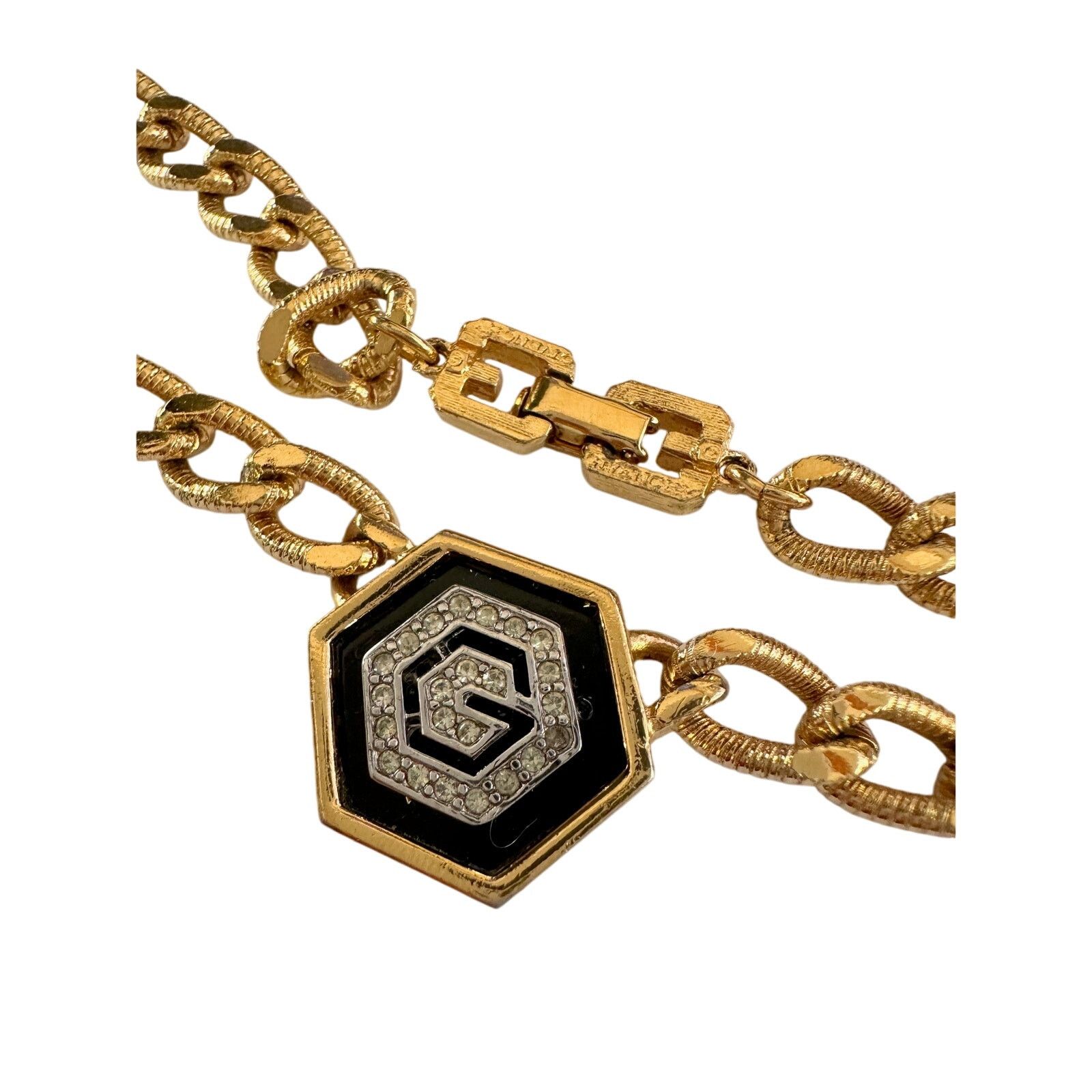 Givenchy Givenchy Vintage (1978) Necklace with "G" in Black Hexagon Size ONE SIZE - 2 Thumbnail