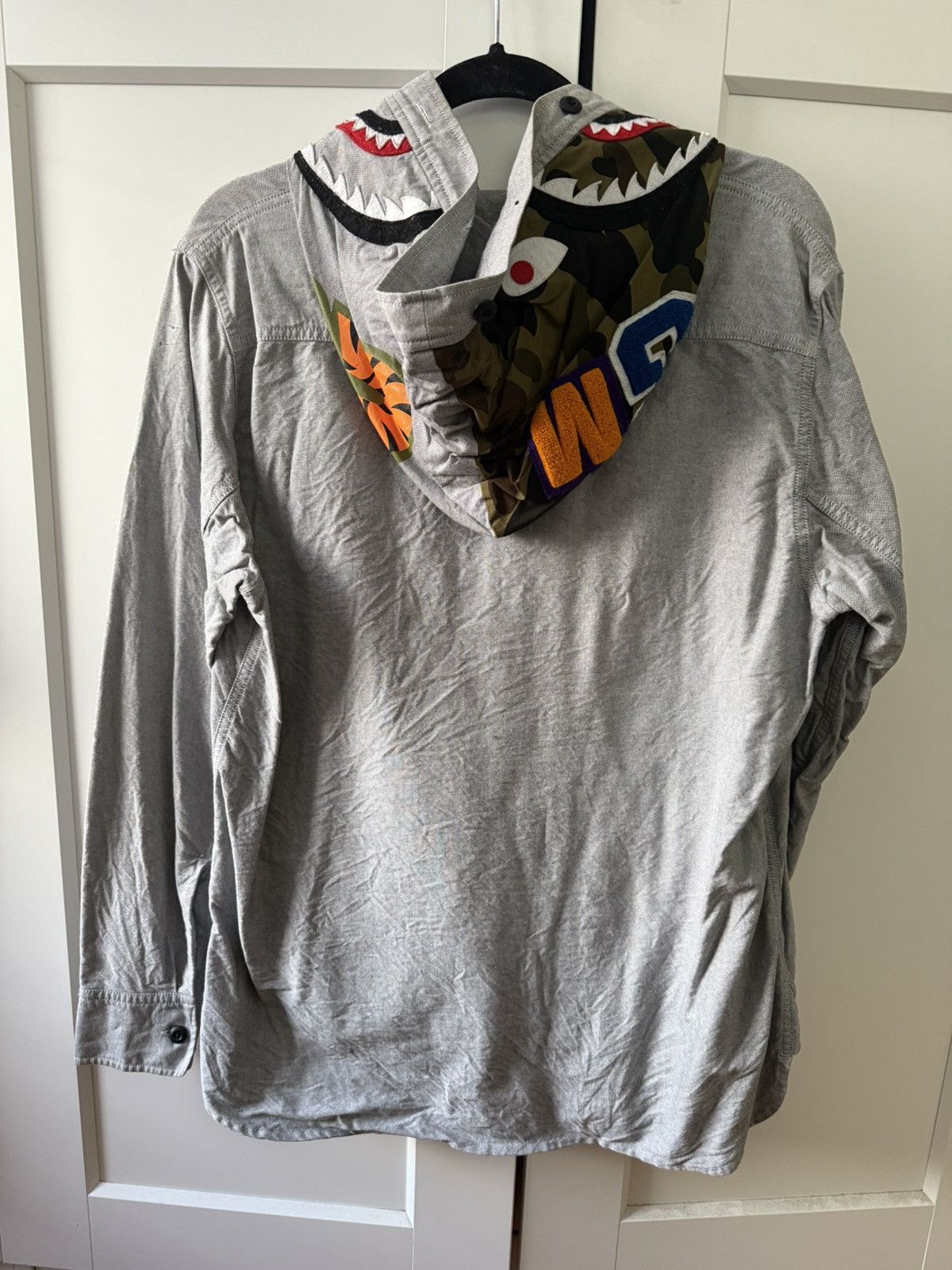 Bape 1st Camo Bape Shark Grey Button up Work Hooded Shirt Size US XL / EU 56 / 4 - 3 Thumbnail
