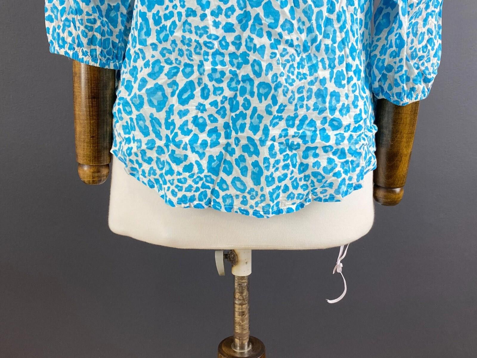 Designer Emily Van Den Bergh Blue Leopard Blouse Shirt Size 38 / S Size M / US 6-8 / IT 42-44 - 9 Thumbnail