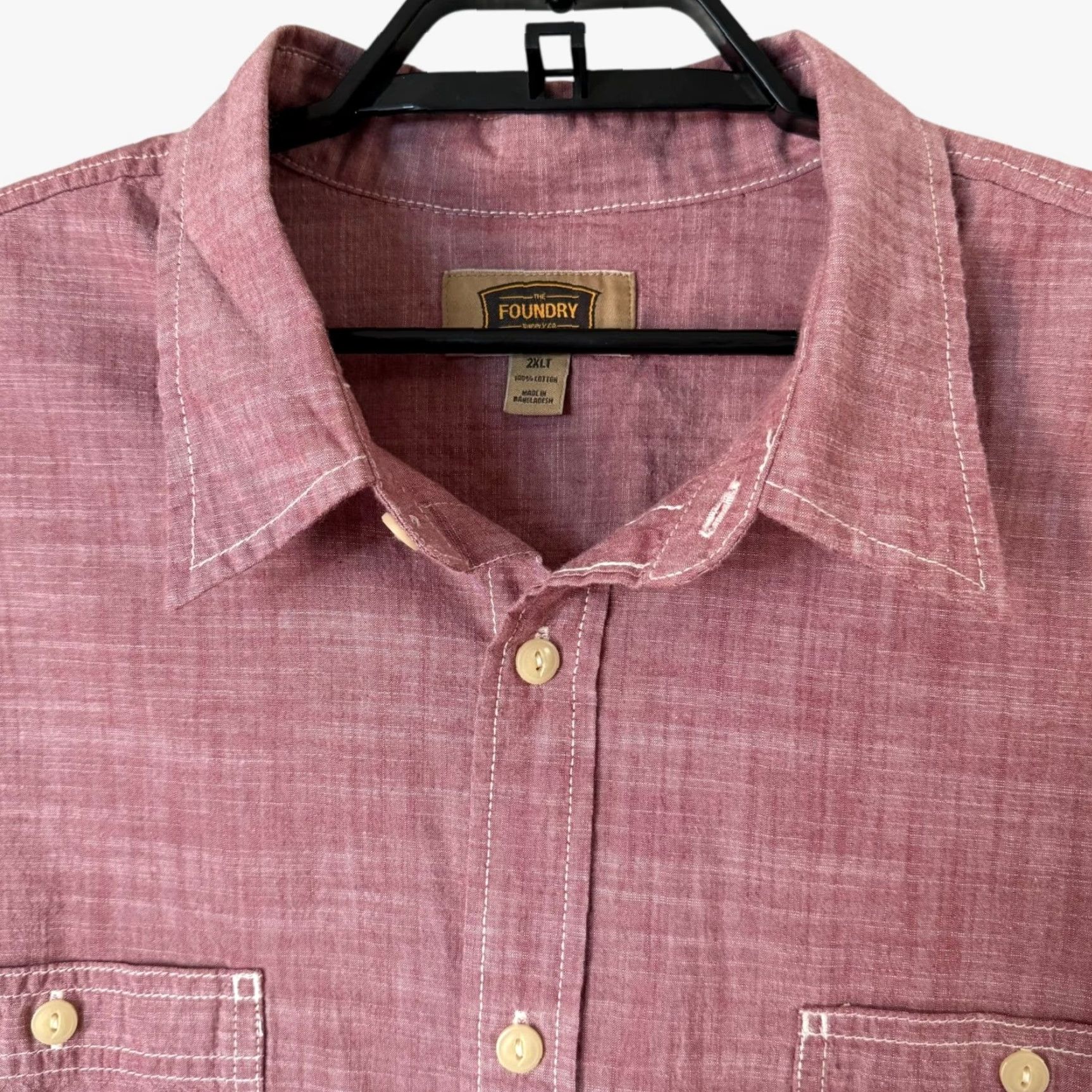 Vintage VINTAGE The Foundry Button-Up Long-Sleeve Pocket Shirt Men 2XLT Red Cotton Button-Front 29" Pit to Pit 33.5" Hem Mens Size US XXL / EU 58 / 5 - 5 Thumbnail