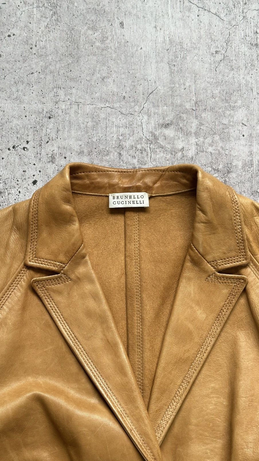 Brunello Cucinelli Women's Brunello Cucinelli Vintage Leather Blazer Jacket Size M / US 6-8 / IT 42-44 - 10 Thumbnail
