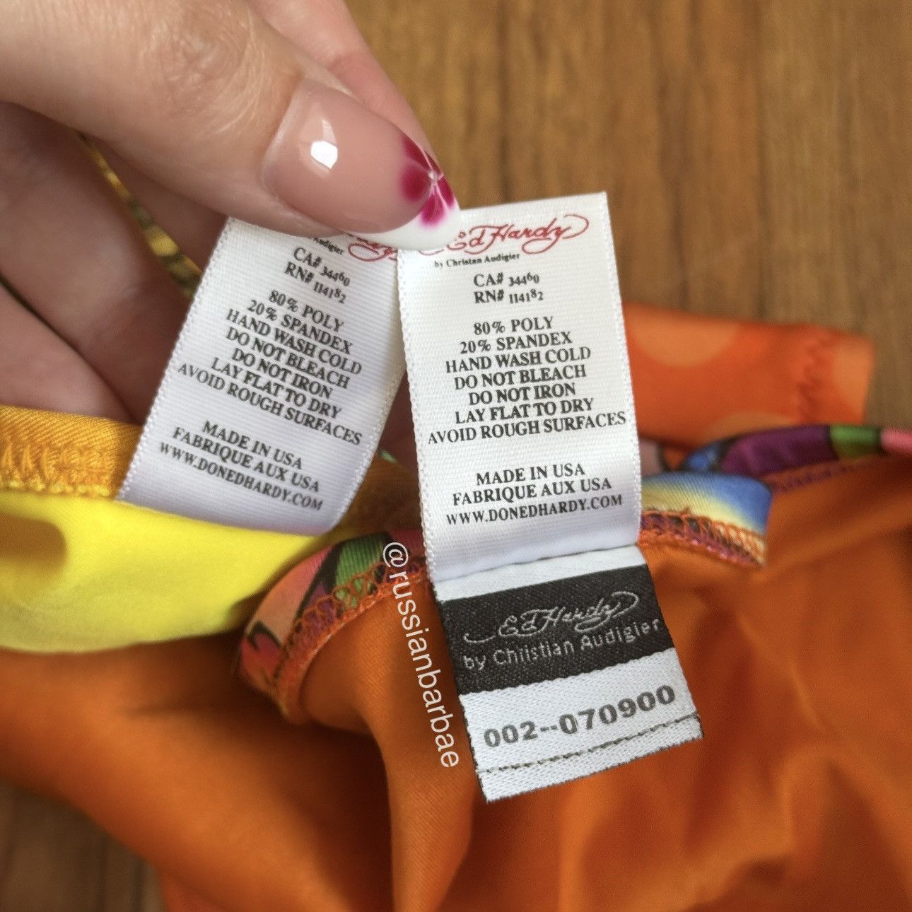 Ed Hardy ED HARDY Vintage Y2K Yellow Orange Floral Skulls Bikini Set Size L / US 10 / IT 46 - 12 Thumbnail