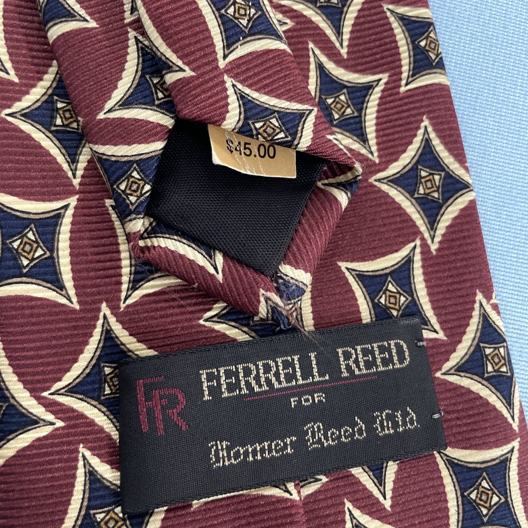 Vintage VINTAGE Ferrel Reed Tie 59" Silk STAR Red Gold Wide Neck 4x59" USA NWT Flaw Mens Size ONE SIZE - 4 Thumbnail