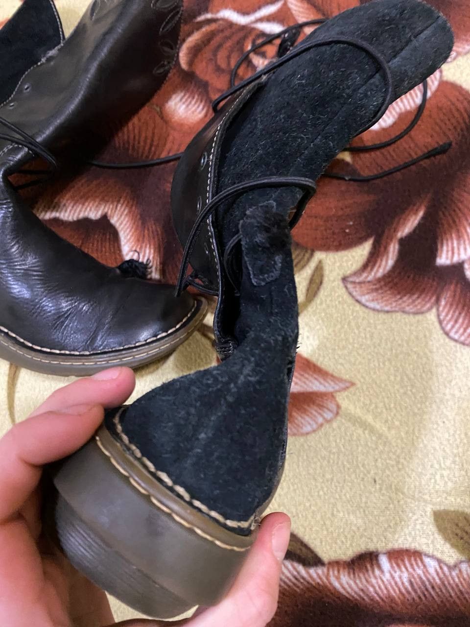 Dr. Martens Dr Martens Vintage Mid Calf Black Leather Suede Rare Boots Size US 4 / IT 34 - 6 Thumbnail