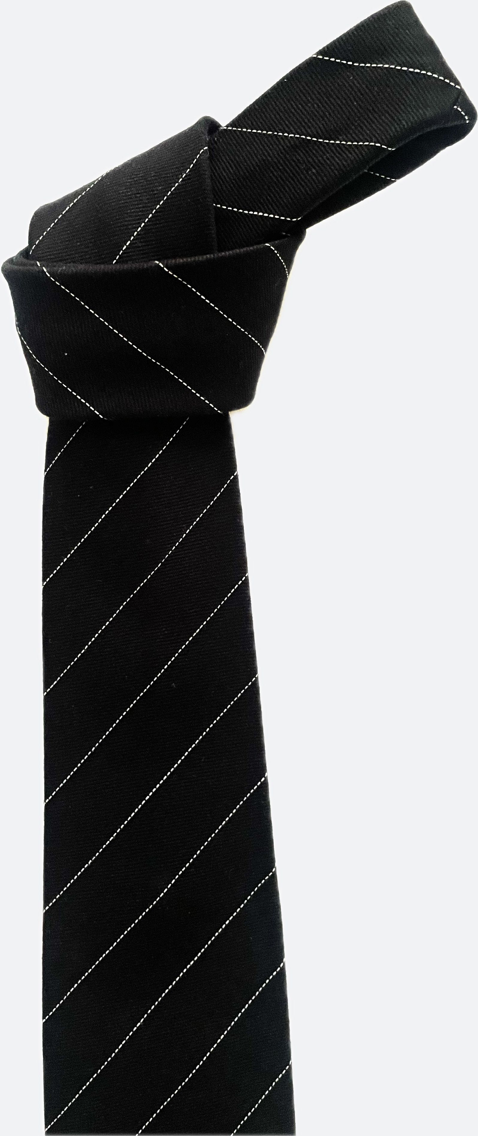Other Handmade 7-Fold Tie – Black & White Cotton Pinstripes (3") Size ONE SIZE - 4 Thumbnail