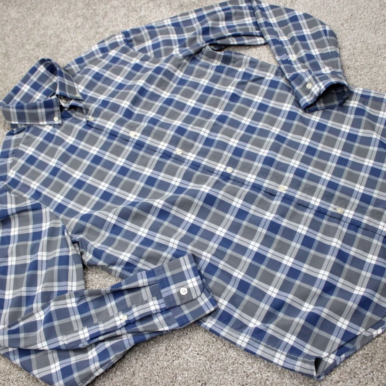 Vineyard Vines Vineyard Vines Performance Shirt Mens Medium Blue/Gray Classic Fit Murray L/S Size US M / EU 48-50 / 2 - 6 Thumbnail