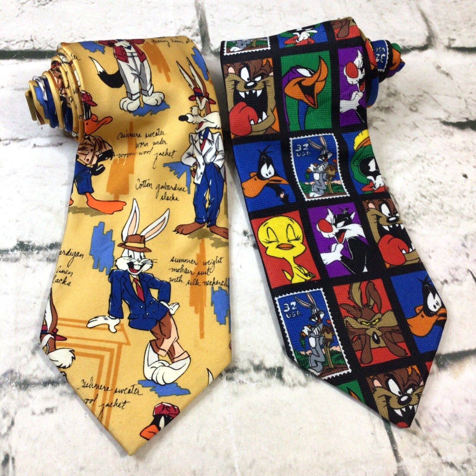 Vintage Warner Bros Looney Tunes Ties Vintage 90's Lot of 2 Tweety Bird ...