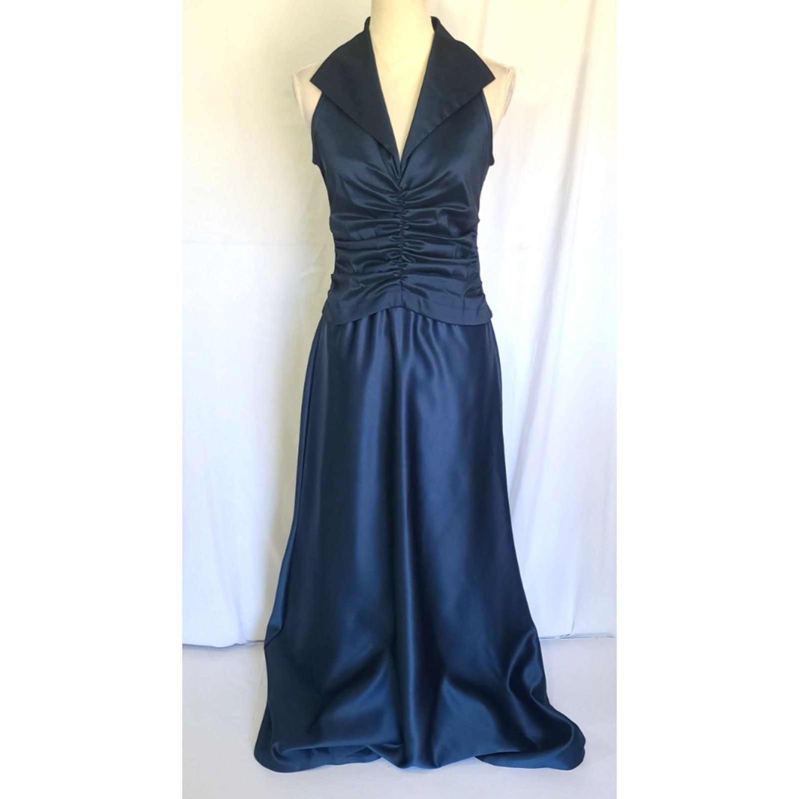 Other Vintage Tadashi Midnight Blue Satin Evening Gown Dress US 6 Size M / US 6-8 / IT 42-44 - 1 Thumbnail