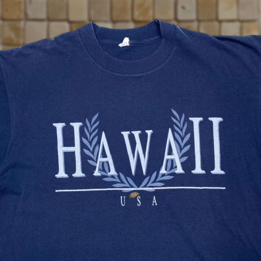 Vintage VINTAGE Screen Stars Hawaii “USA” Souvenir T-Shirt Navy XL Large Graphic 90s Mens Shirt Size US L / EU 52-54 / 3 - 1 Thumbnail