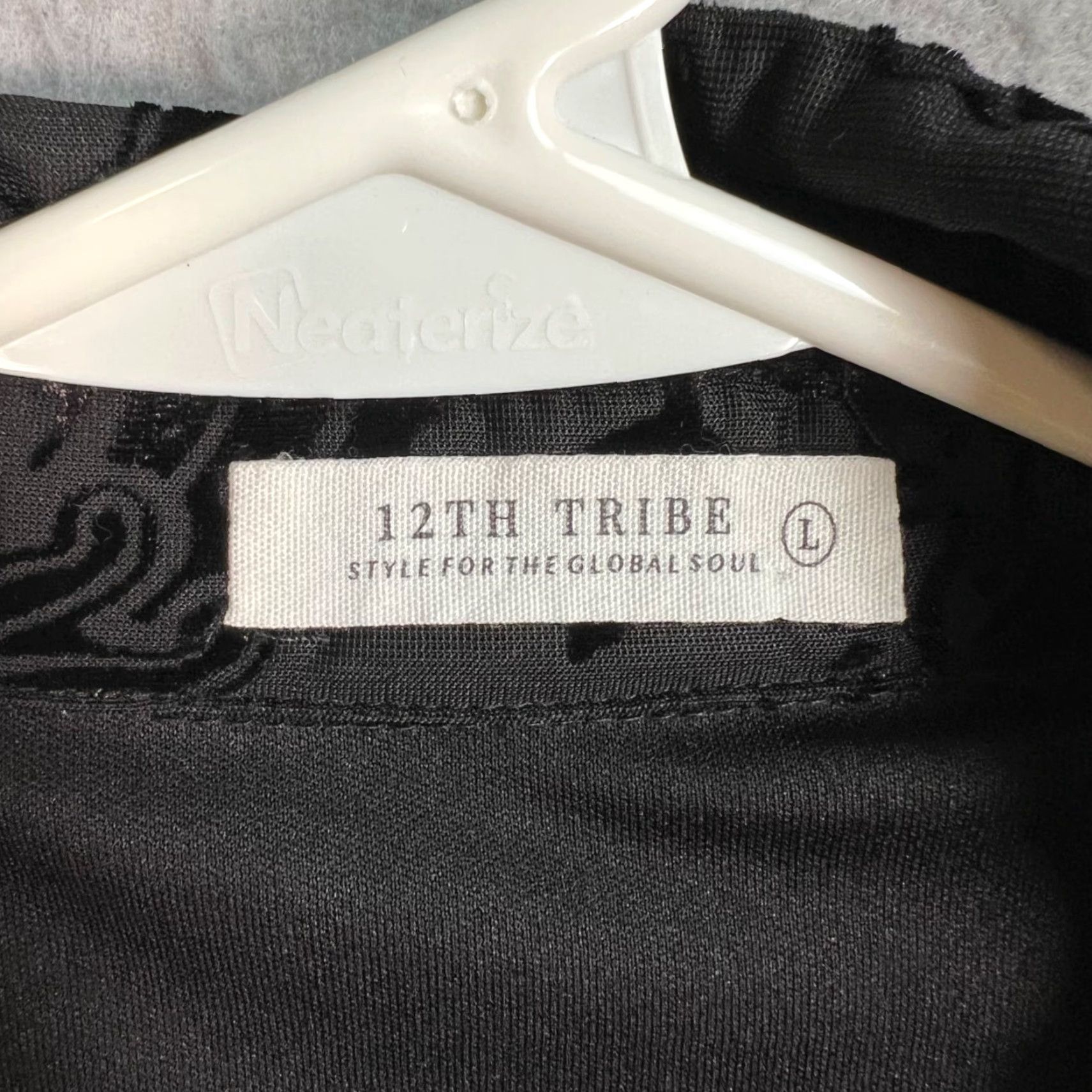 Vintage VINTAGE 12th Tribe Dress Womens Large Black Velvet Patterned Long Sleeve Shirt Size L / US 10 / IT 46 - 3 Thumbnail