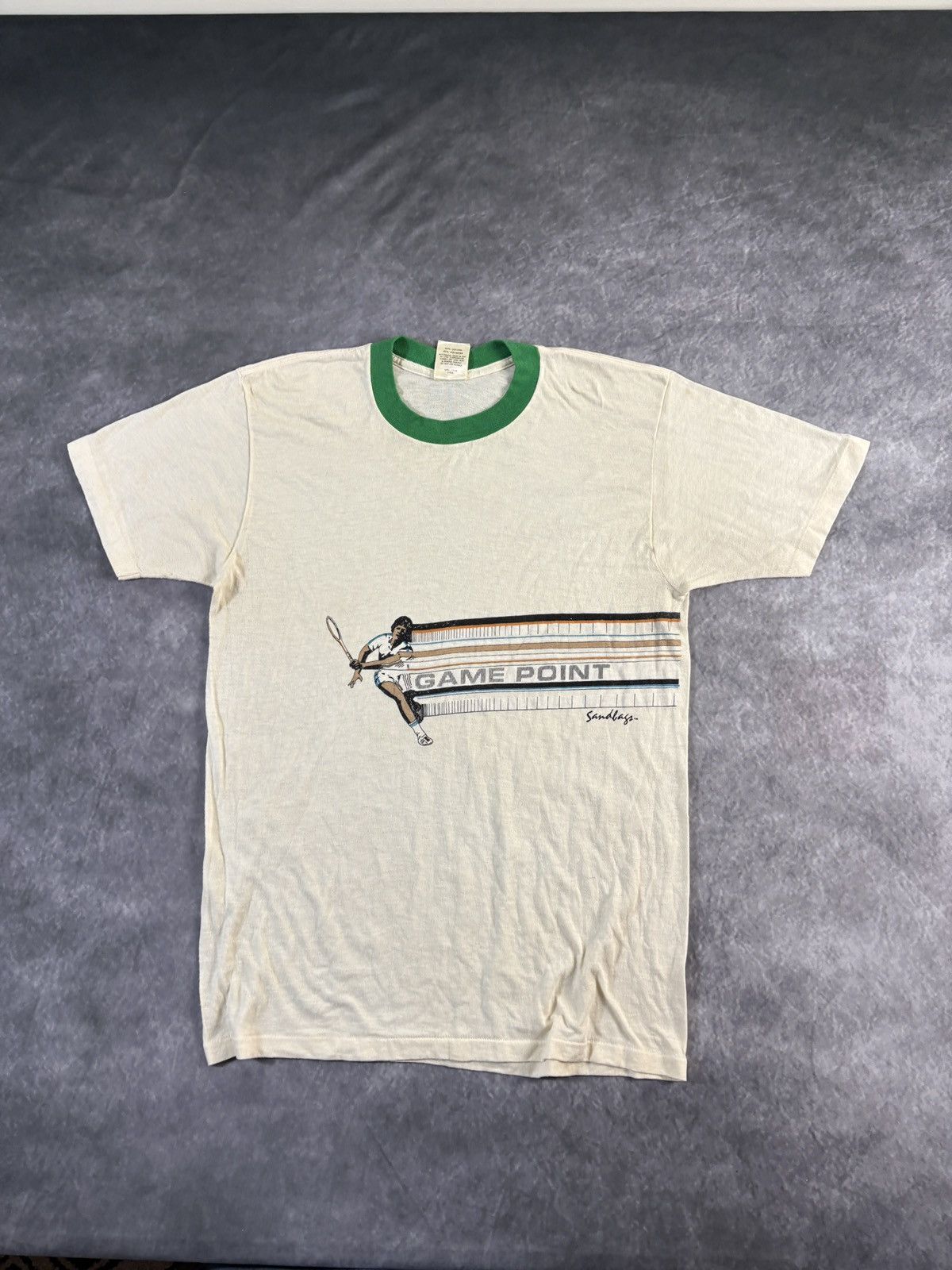Vintage 1980s Sandbags California Tennis Vintage Ringer Tee Sports Size US M / EU 48-50 / 2 - 12 Thumbnail