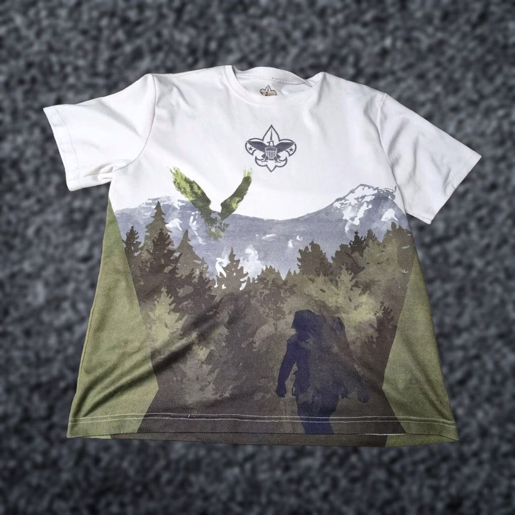 Vintage VINTAGE Boy Scouts of America T Shirt Mens M All Over Print AOP Mountains Distressed White Shirt Boys Scouts of America Mens M White T-Shirt Size US M / EU 48-50 / 2 - 1 Thumbnail
