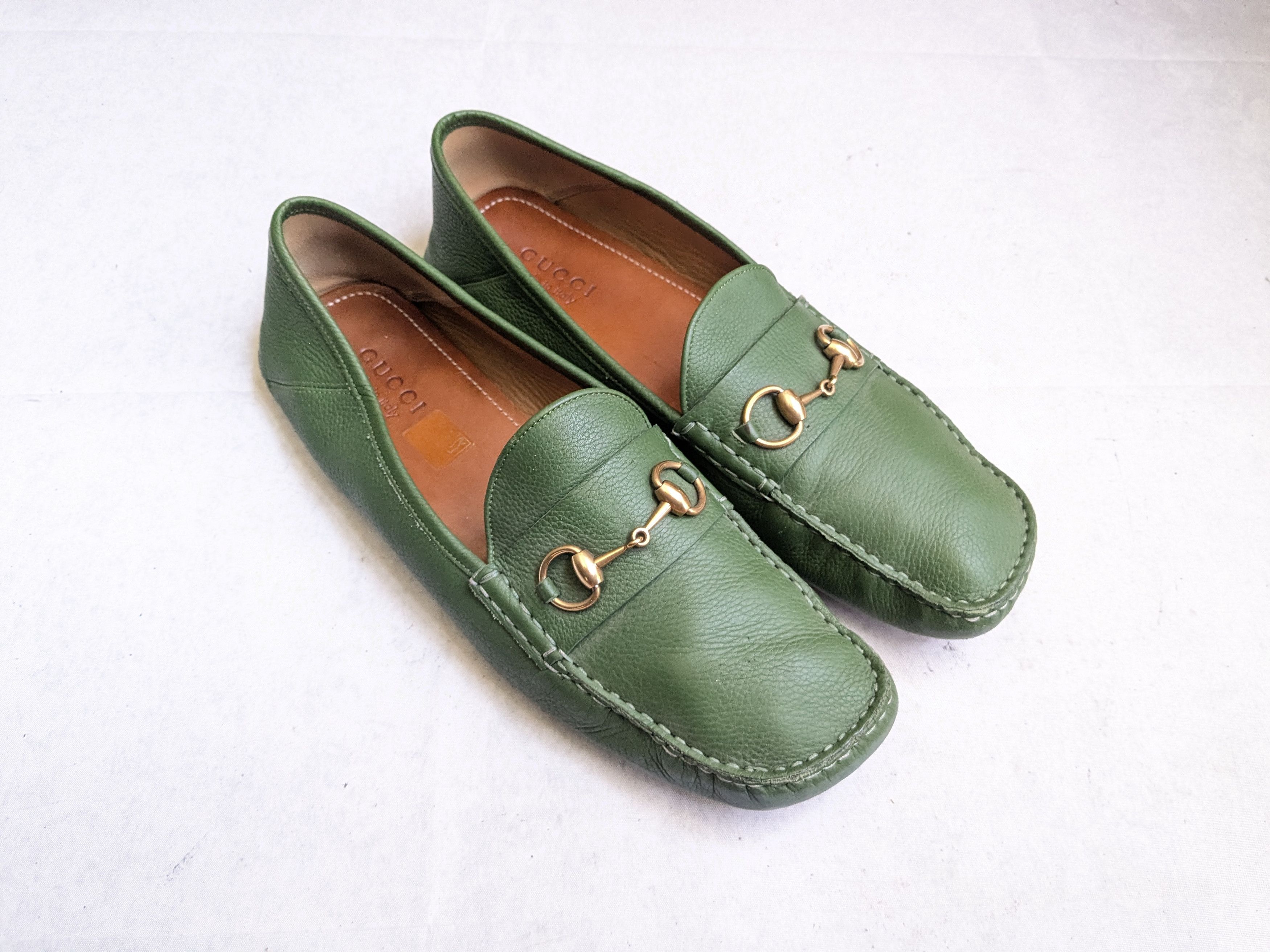 Gucci Gucci Horsebit driving loafers green 12.5 leather Size US 12.5 / EU 45-46 - 1 Thumbnail