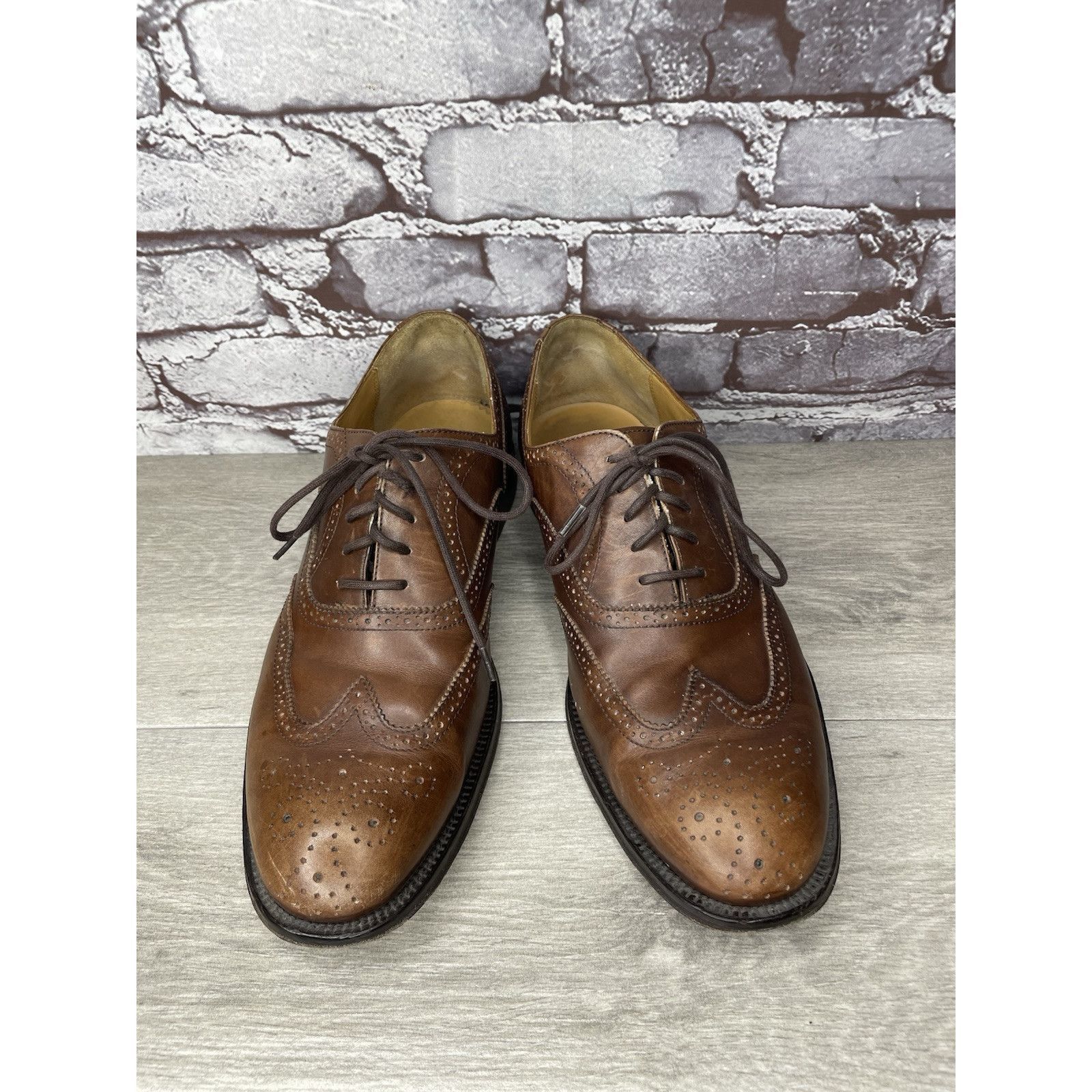 Lands' End Lands End Brown Leather WingTip Oxfords Lace Up Dress Shoes Size US 10.5 / EU 43-44 - 12 Thumbnail
