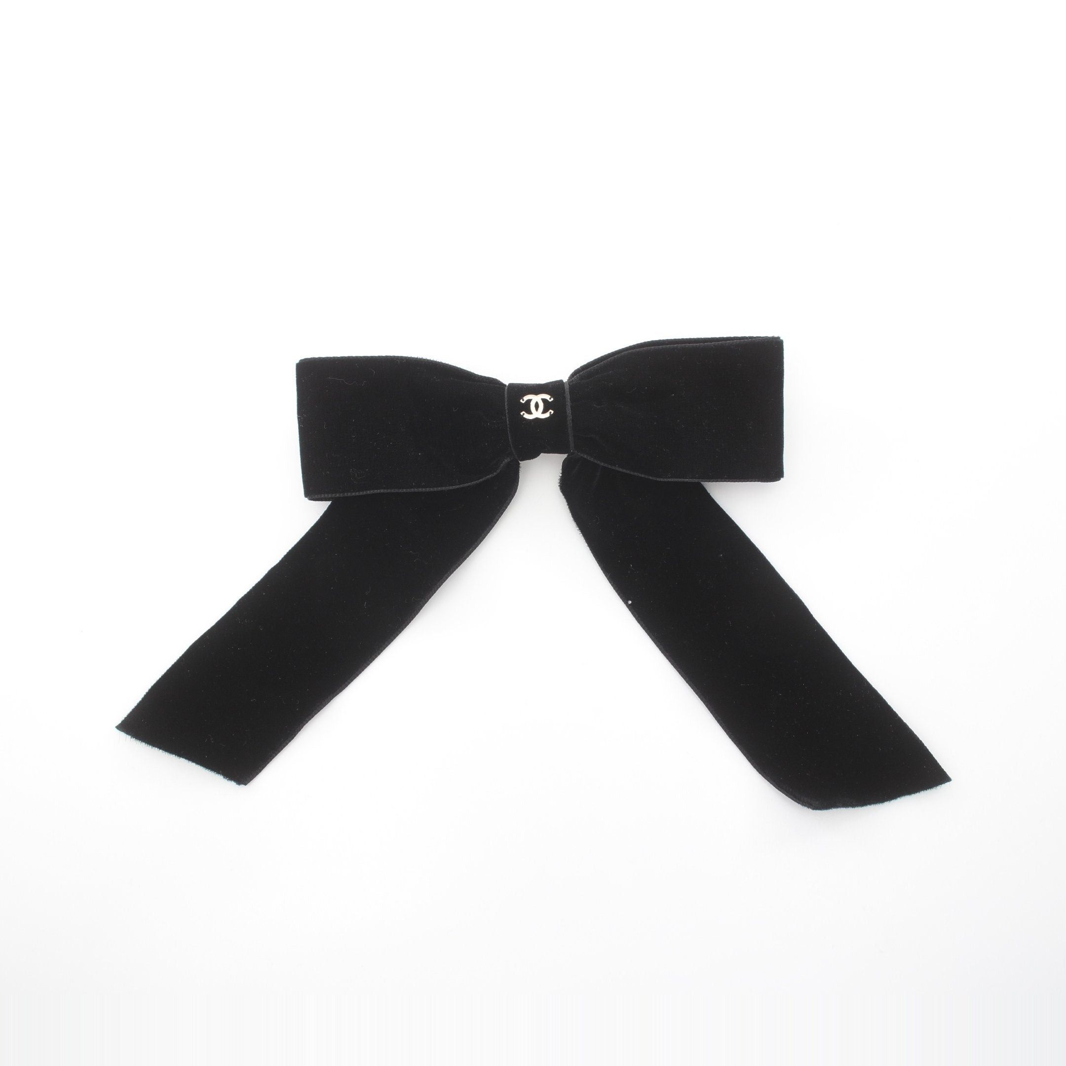 Chanel Chanel Coco Mark Ribbon Barretta Hair Clip Velor Black 22B Size ONE SIZE - 1 Thumbnail