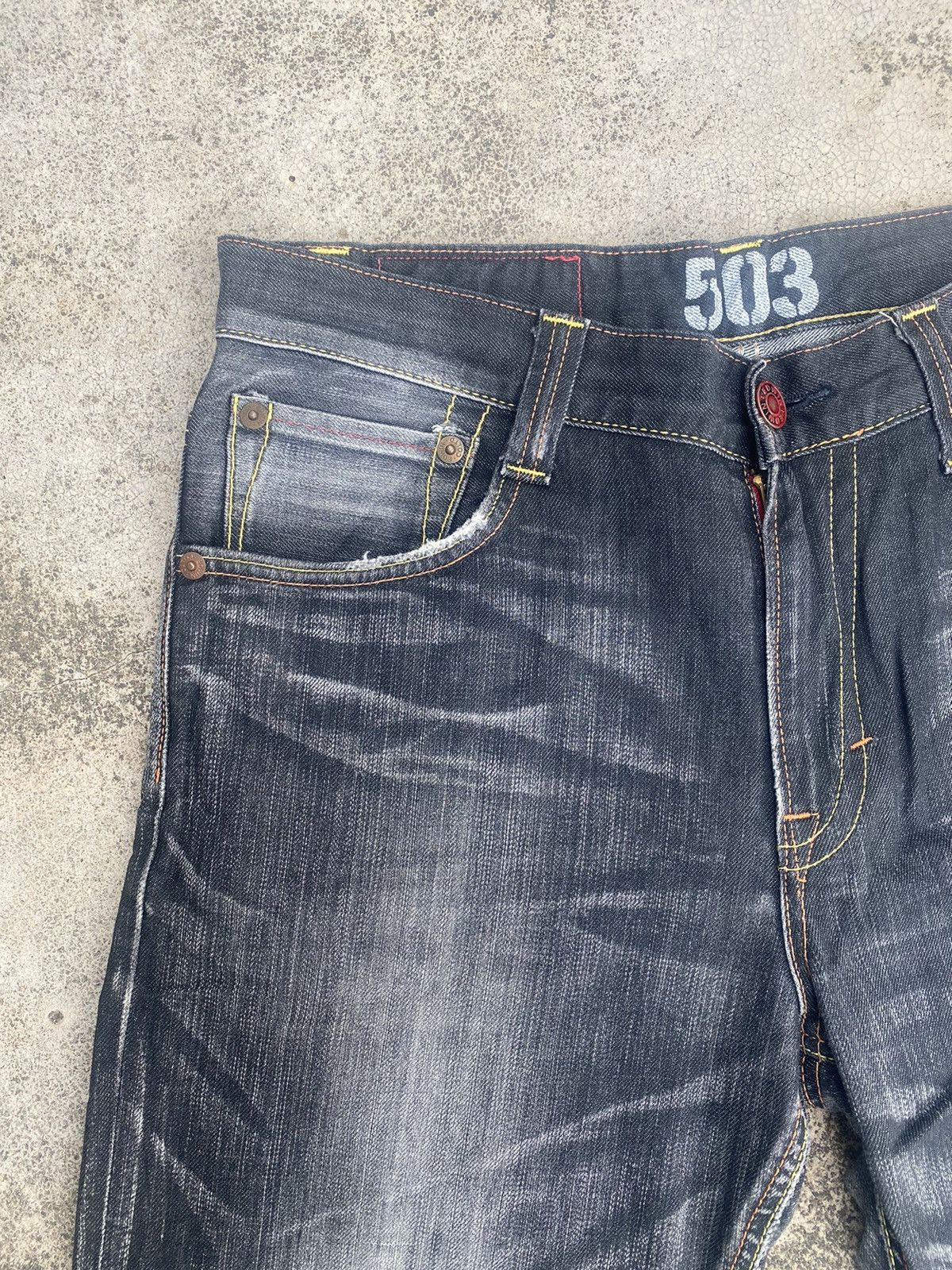 Edwin × Vintage Flare Jeans Vintage y2k Edwin Distress Clawmark Bootcut Size US 35 - 8 Thumbnail