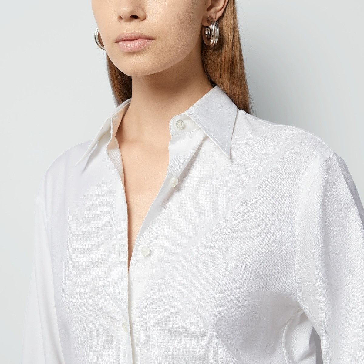 Gucci o1la5ras0526 Oxford Cotton Shirt in White Size XS / US 0-2 / IT 36-38 - 2 Thumbnail