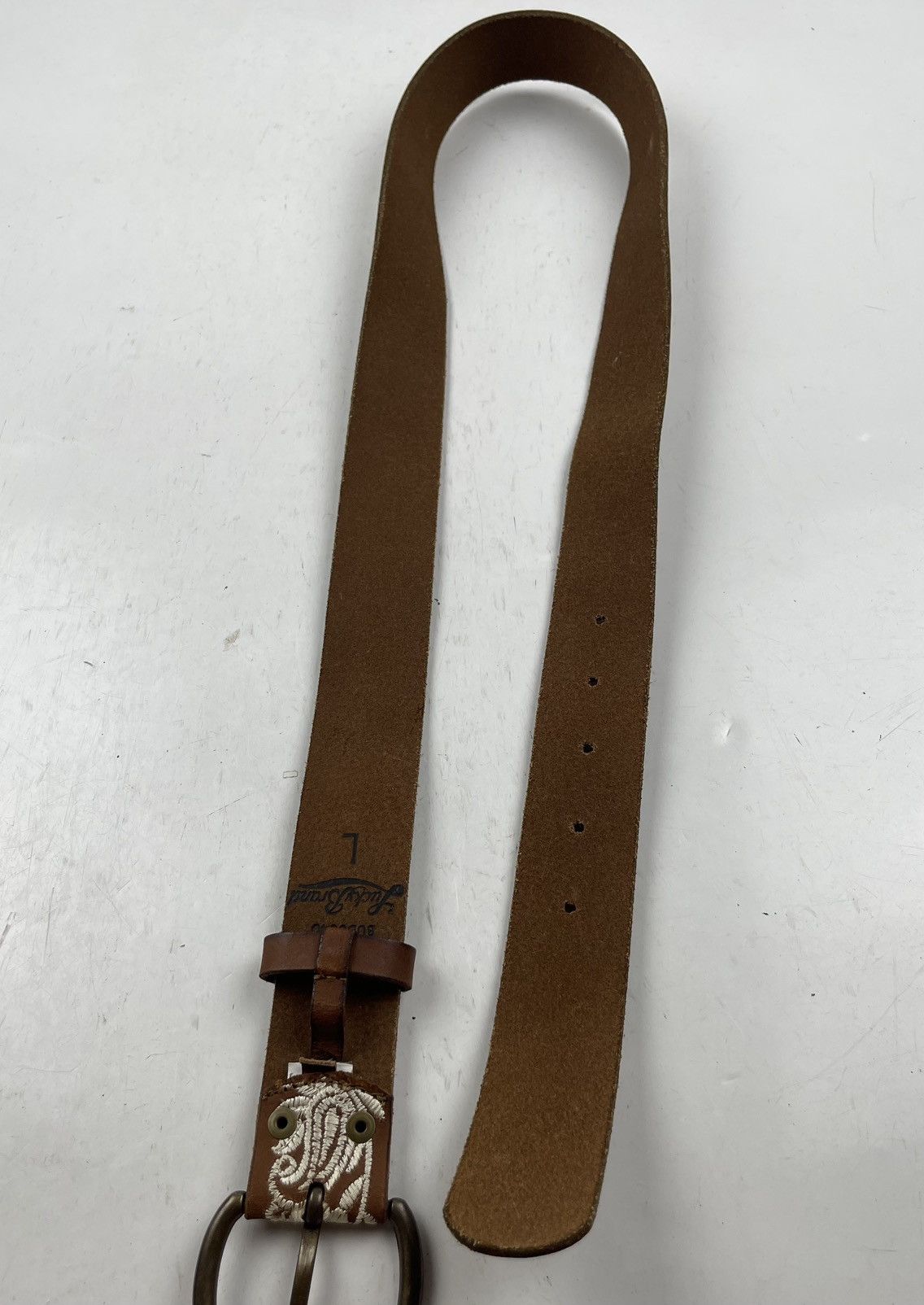 Japanese Brand rare design embroidery leather belt tc40 Size 38 - 5 Thumbnail