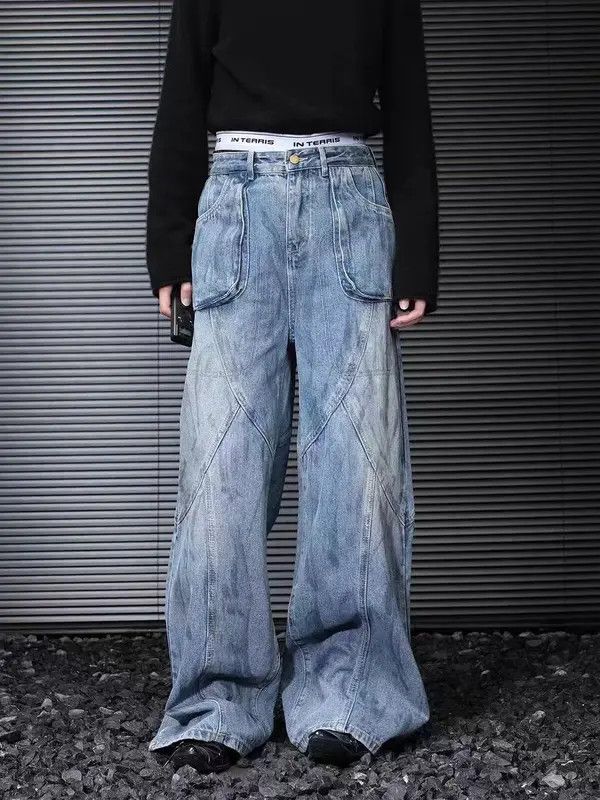 Japanese Brand VIBE Deconstructed washed distressed baggy jeans Size US 30 / EU 46 - 6 Thumbnail