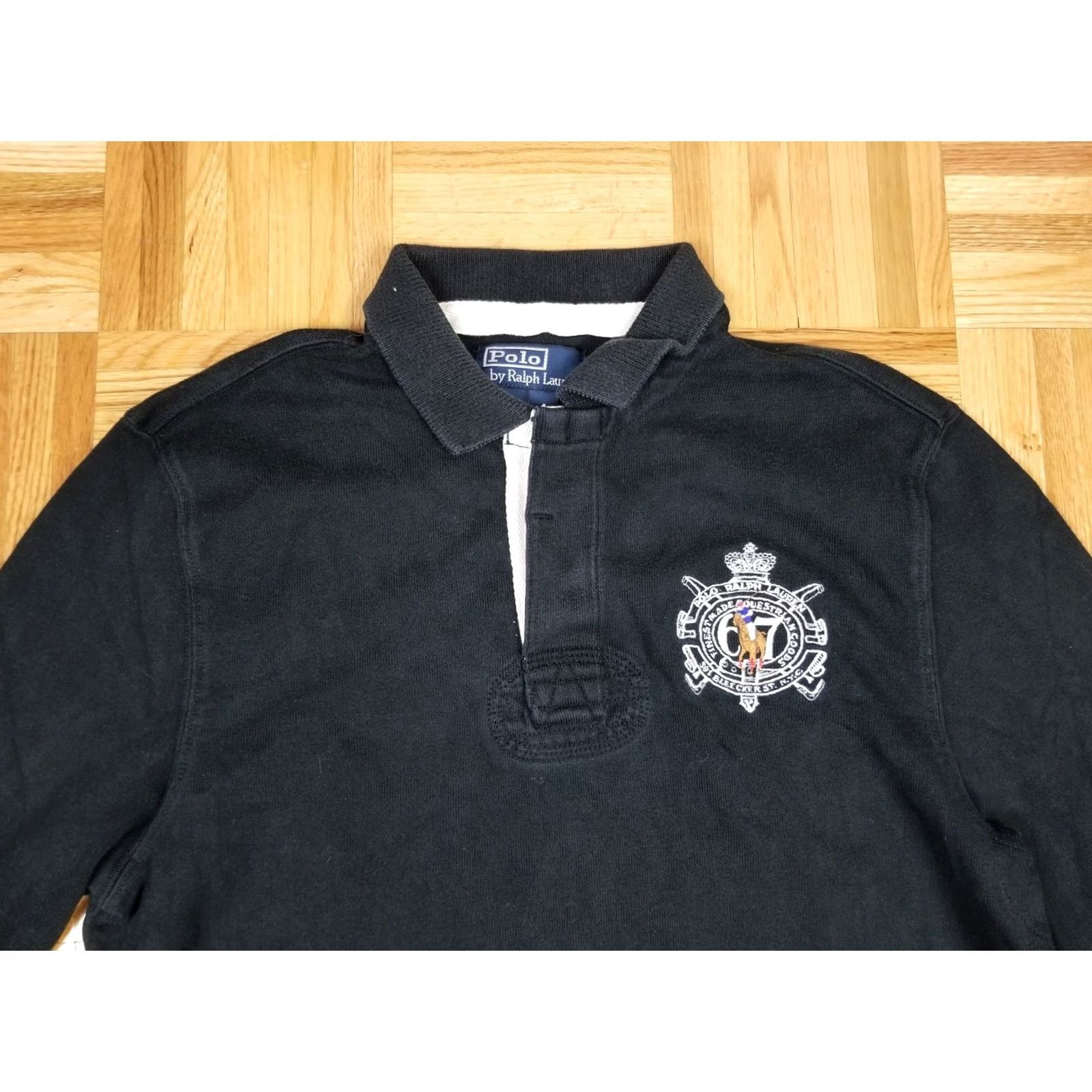 Ralph Lauren VINTAGE RALPH LAUREN POLO BLACK RUGBY SHIRT SZ MEDIUM Shirt Men Long Sleeve Collared Pullover plaid 27 INCH Women? Size US L / EU 52-54 / 3 - 2 Thumbnail