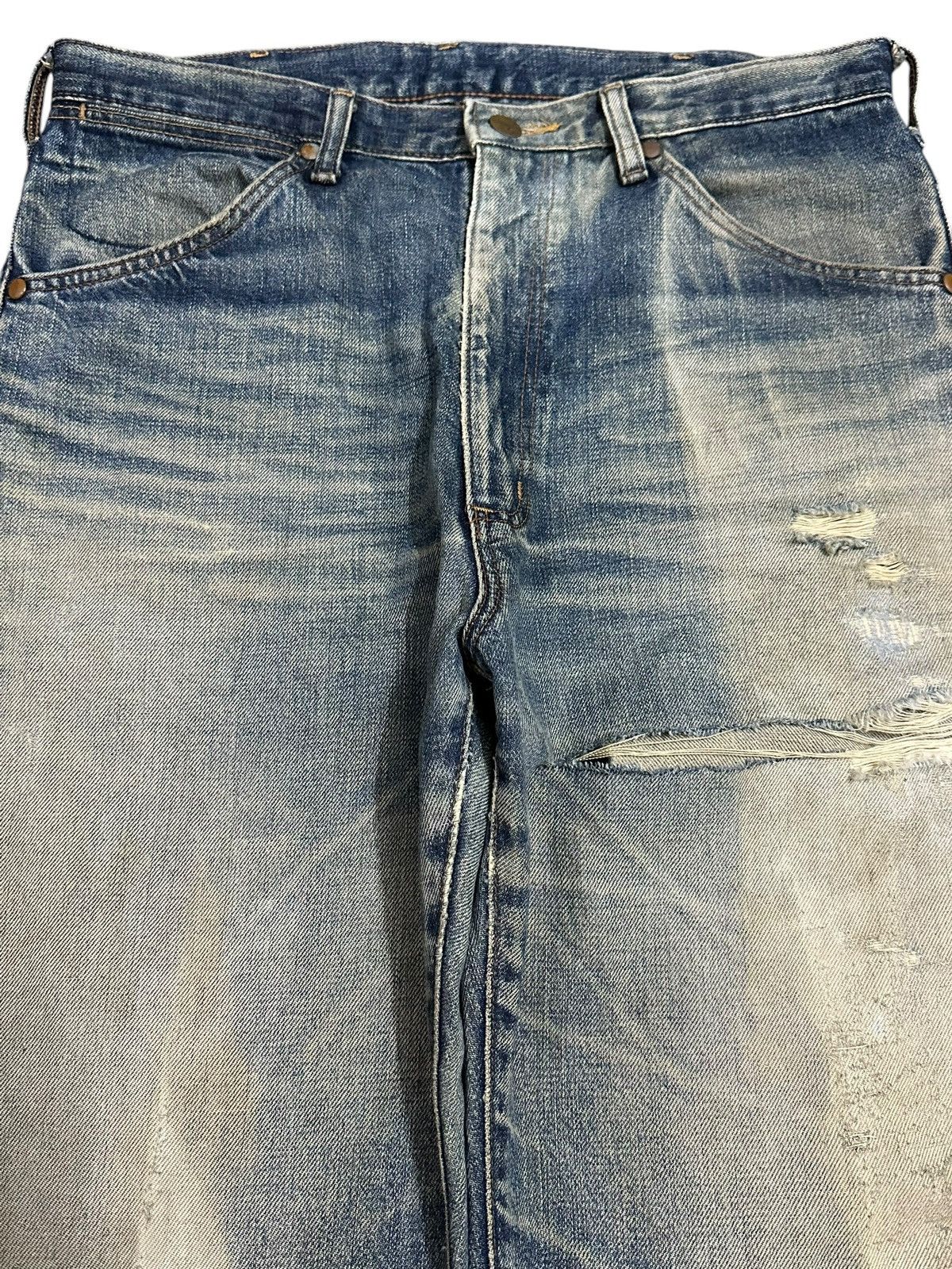 Wrangler Vintage 90s Wrangler Faded Bleached Distressed Baggy Jeans Size US 32 / EU 48 - 3 Thumbnail