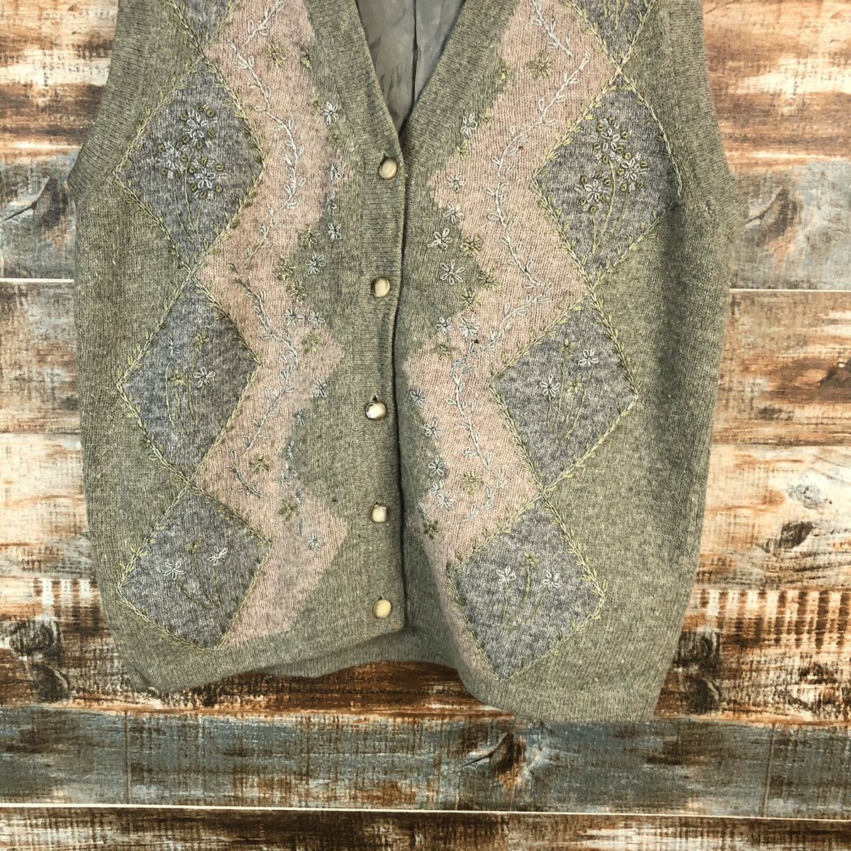 Homespun Knitwear Mocka Biene Grey Cardigan Vest Knitwear #A1658 Size US M / EU 48-50 / 2 - 6 Thumbnail