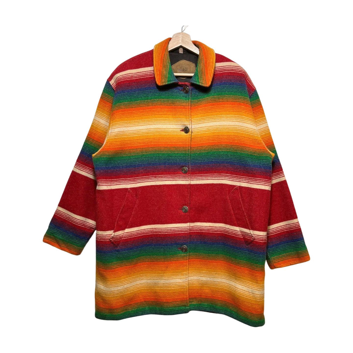 Vintage × Woolrich Woolen Mills Vintage 90s Woolrich Wool Overcoat XL Saltillo Serape Size US XL / EU 56 / 4 - 1 Thumbnail