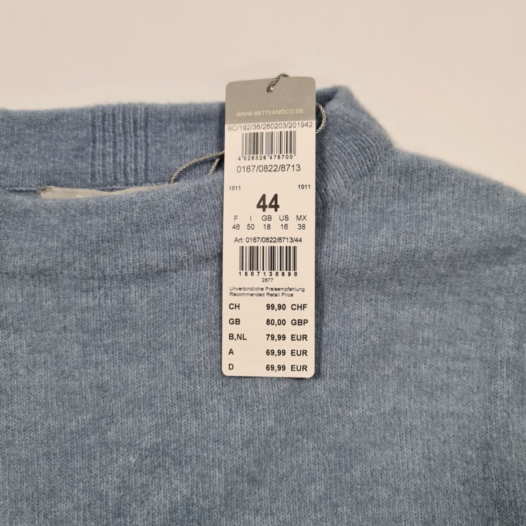 CO Betty & Co Womens Jumper Blue 18 UK Mock Neck Knit Pullover Ladies Top Shirt Womens Pullover Mock Neck Blue 18 Betty & Co Size XXL / US 16-18 / IT 52-54 - 4 Thumbnail