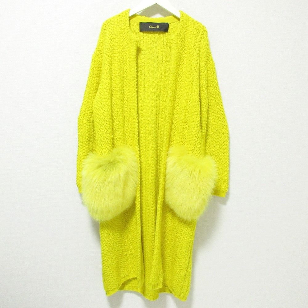 Other Other Drawer Fox Fur Knit Long Coat Natural Material Outerwear 6525-106-0604 DUTY FREE for USA Size ONE SIZE - 1 Thumbnail