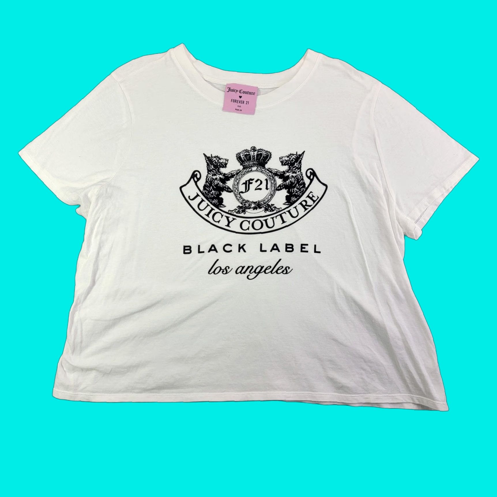 Juicy Couture Juicy Couture Forever 21 Shirt Womens 2X White Black Label Logo Graphic Tee Size XXL / US 16-18 / IT 52-54 - 1 Thumbnail