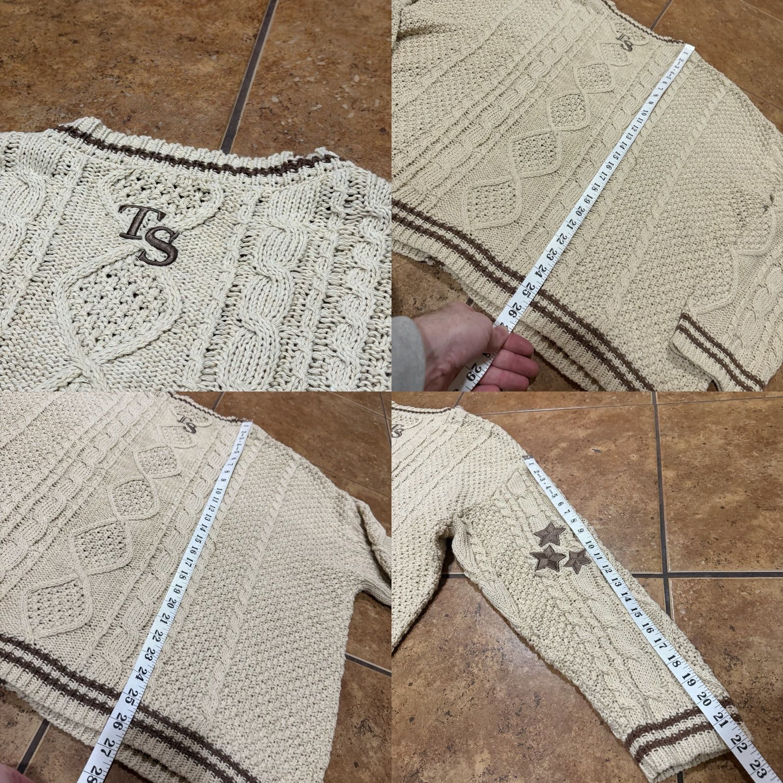Vintage Taylor Swift Cardigan Folklore Patch XL 2XL Beige Women Knit V-Neck Long Sleeve Casual Vintage: No, Contemporary? Size XL / US 12-14 / IT 48-50 - 8 Thumbnail