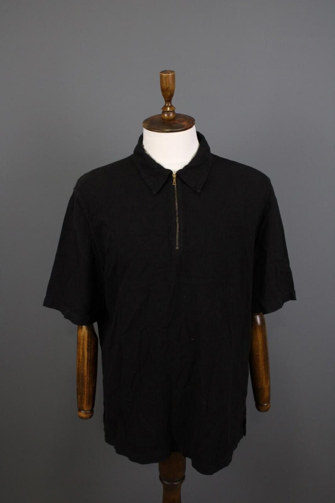 Oscar De La Renta Oska Black 1/4 Zip Textured Summer Polo Shirt Size 6 Size US M / EU 48-50 / 2 - 1 Thumbnail