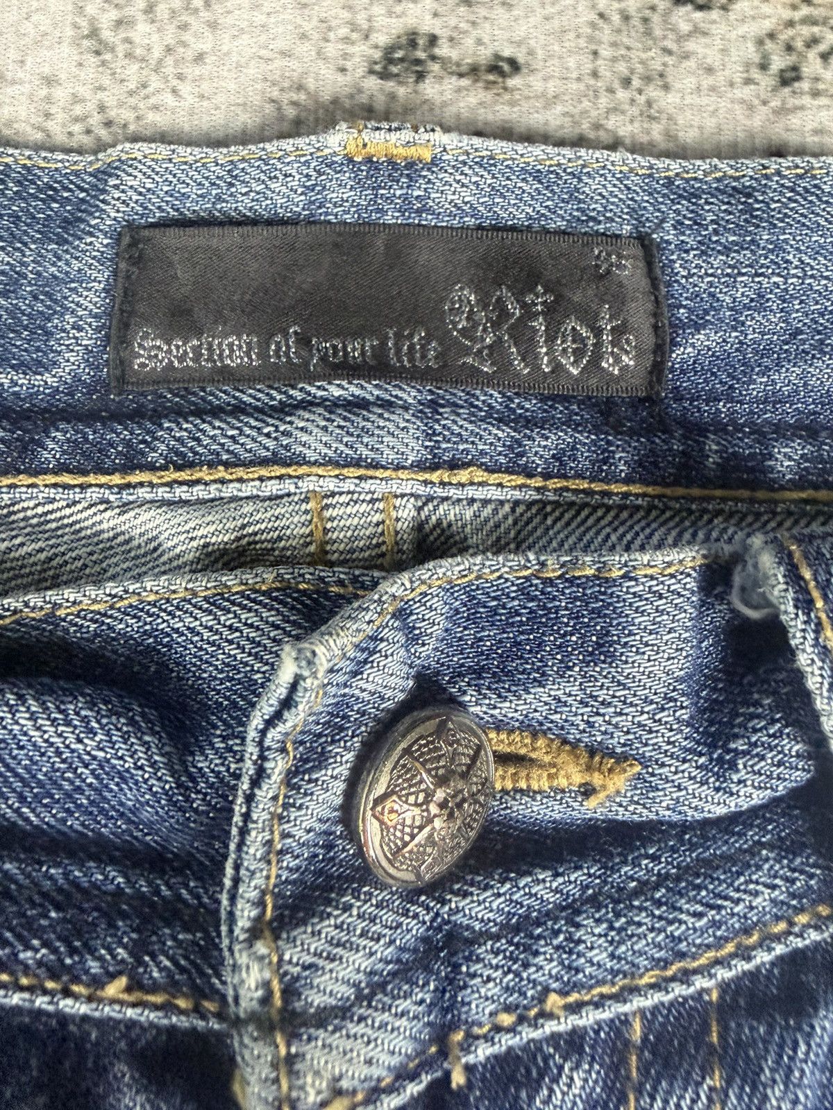 Tornado Mart 90s Flared Riot Poem Distressed Patches Pants Size US 31 - 6 Thumbnail
