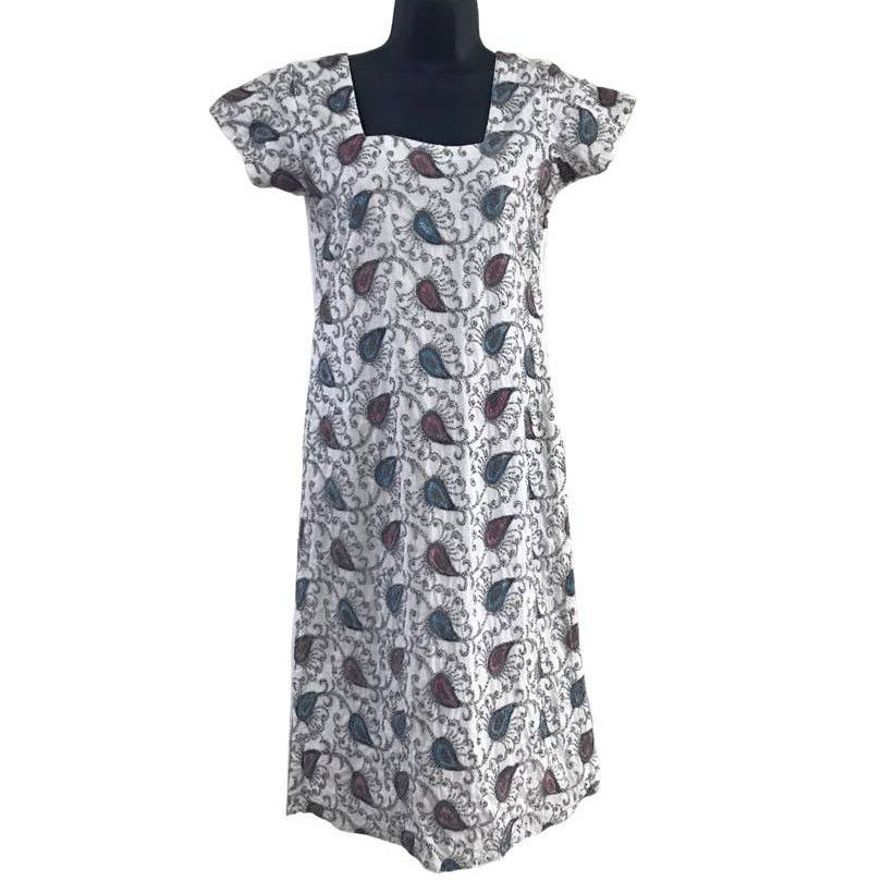Vintage Embroidered Peacock Feather Dress, Paisley Print Dress Small Size S / US 4 / IT 40 - 1 Thumbnail