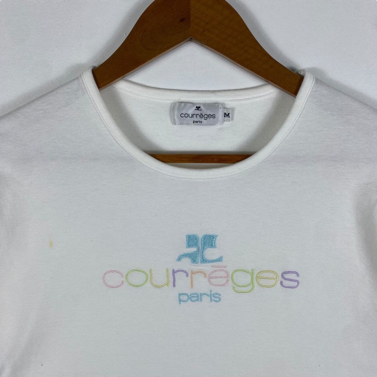 Courreges × Vintage Vintage COURREGES PARIS Multicolour Embroidery Women Tee Size M / US 6-8 / IT 42-44 - 2 Thumbnail