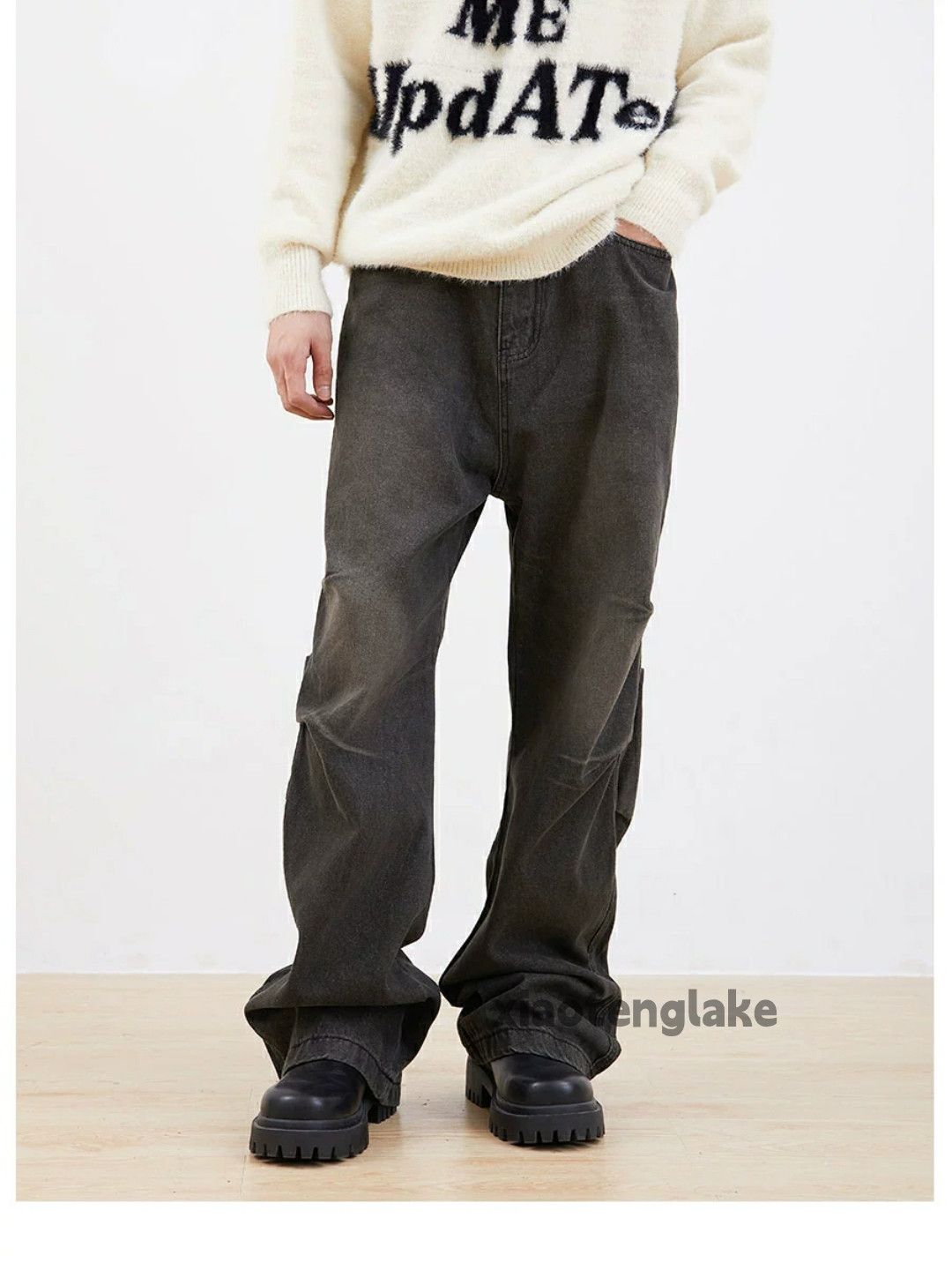 Jean × Vintage washed faded loose baggy pleated skate hiphop jeans Size US 32 / EU 48 - 6 Thumbnail
