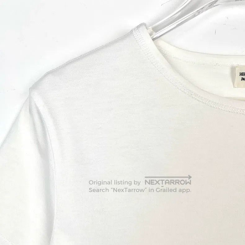 Hermes Hermes Pocket Logo Embroidered Round Neck White Cotton Sho Size XXS / US 00 / IT 34 - 3 Thumbnail