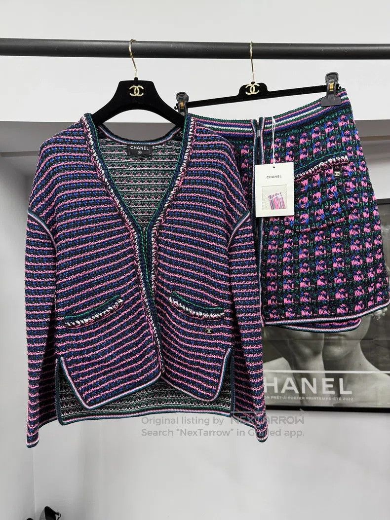 Chanel Chanel Purple braided cardigan coat Size XXS / US 00 / IT 34 - 1 Thumbnail