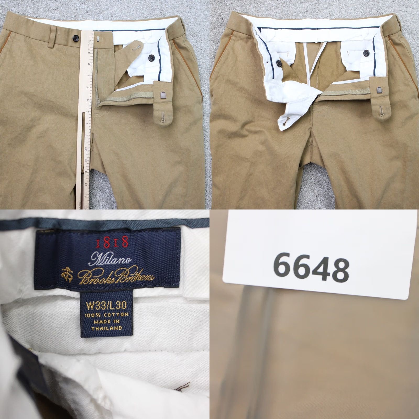 Brooks Brothers Brooks Brothers 1818 Chino Pants Mens 38x30 Beige Regular Straight Front Flat Front Knit 100% Cotton Slit Pocket Zipper Button Vintage No Size US 38 / EU 54 - 8 Thumbnail