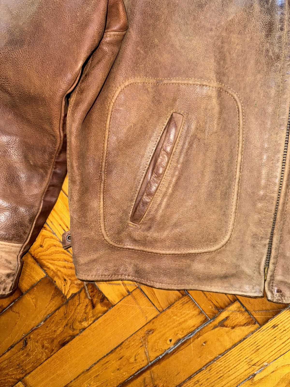 Schott Sunfaded brown leather Steerhide Schott mod. 133 highwayman Size US XXL / EU 58 / 5 - 8 Thumbnail
