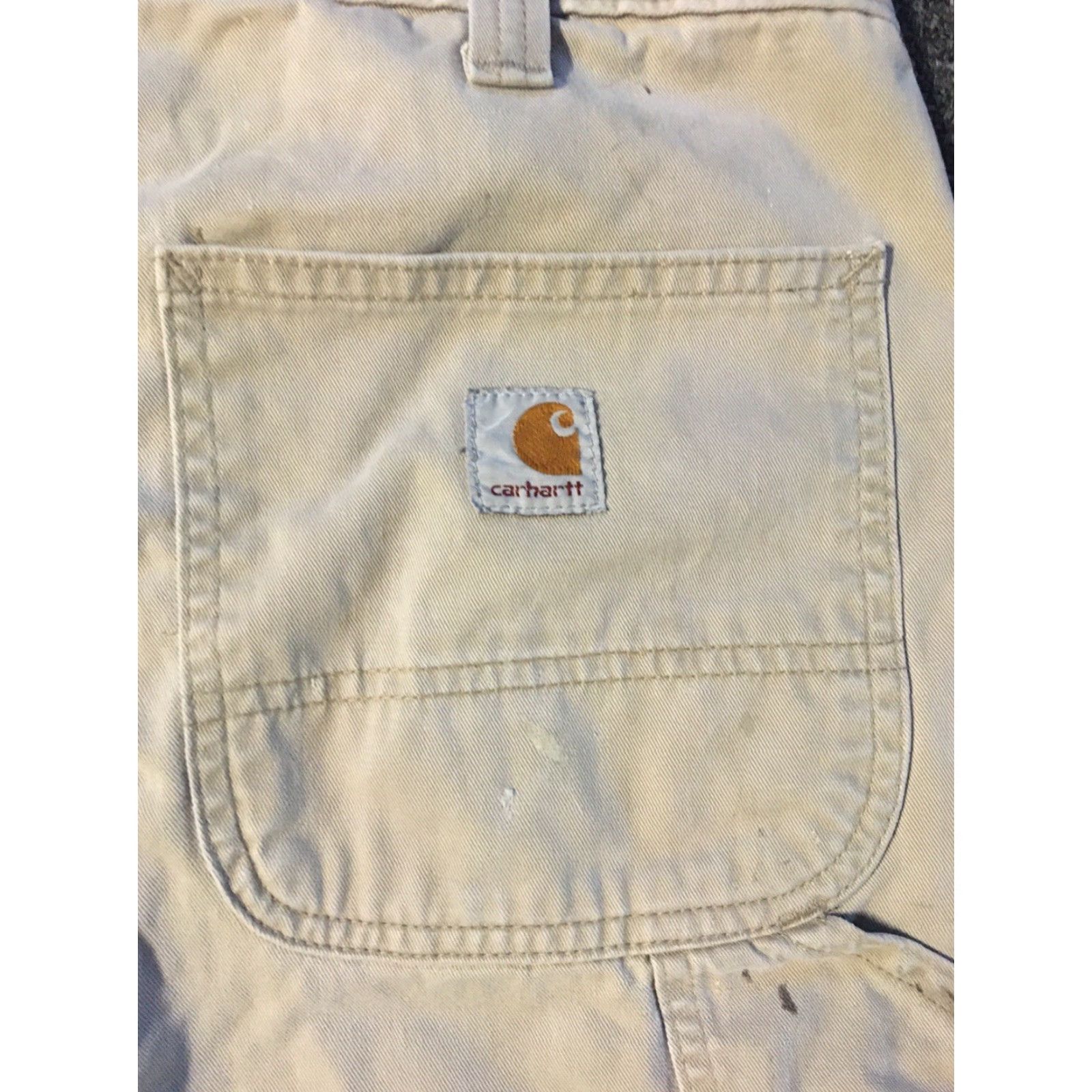 Carhartt VINTAGE Carhartt Distress Paint Splatter Pants 33/31 Beige Grunge Biker Punk Work 90s Mens Pants Size US 33 - 3 Thumbnail