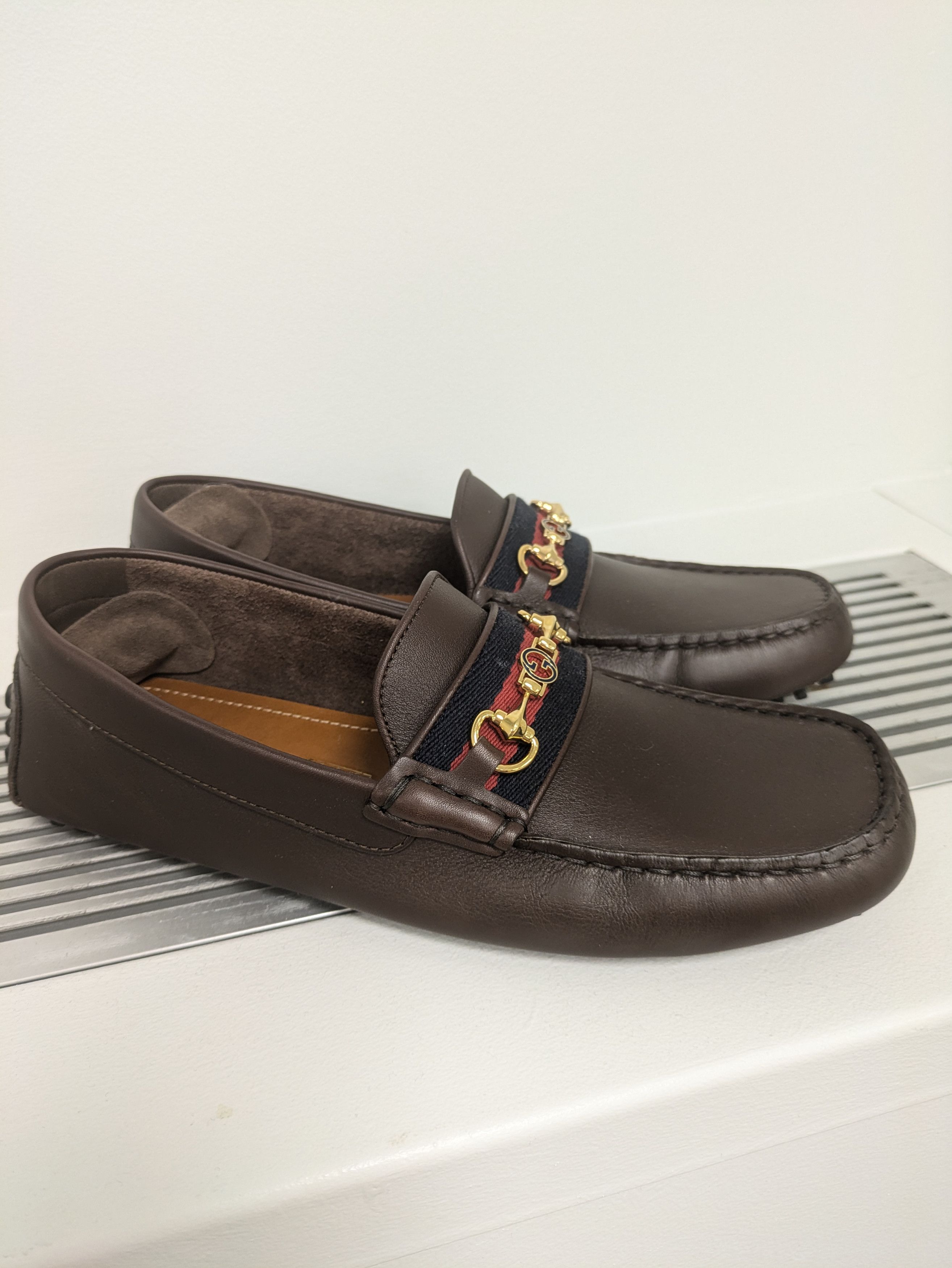 Gucci GUCCI Ayrton Webbing-Trimmed Horsebit Leather Driving Shoes Size US 8 / EU 41 - 3 Thumbnail