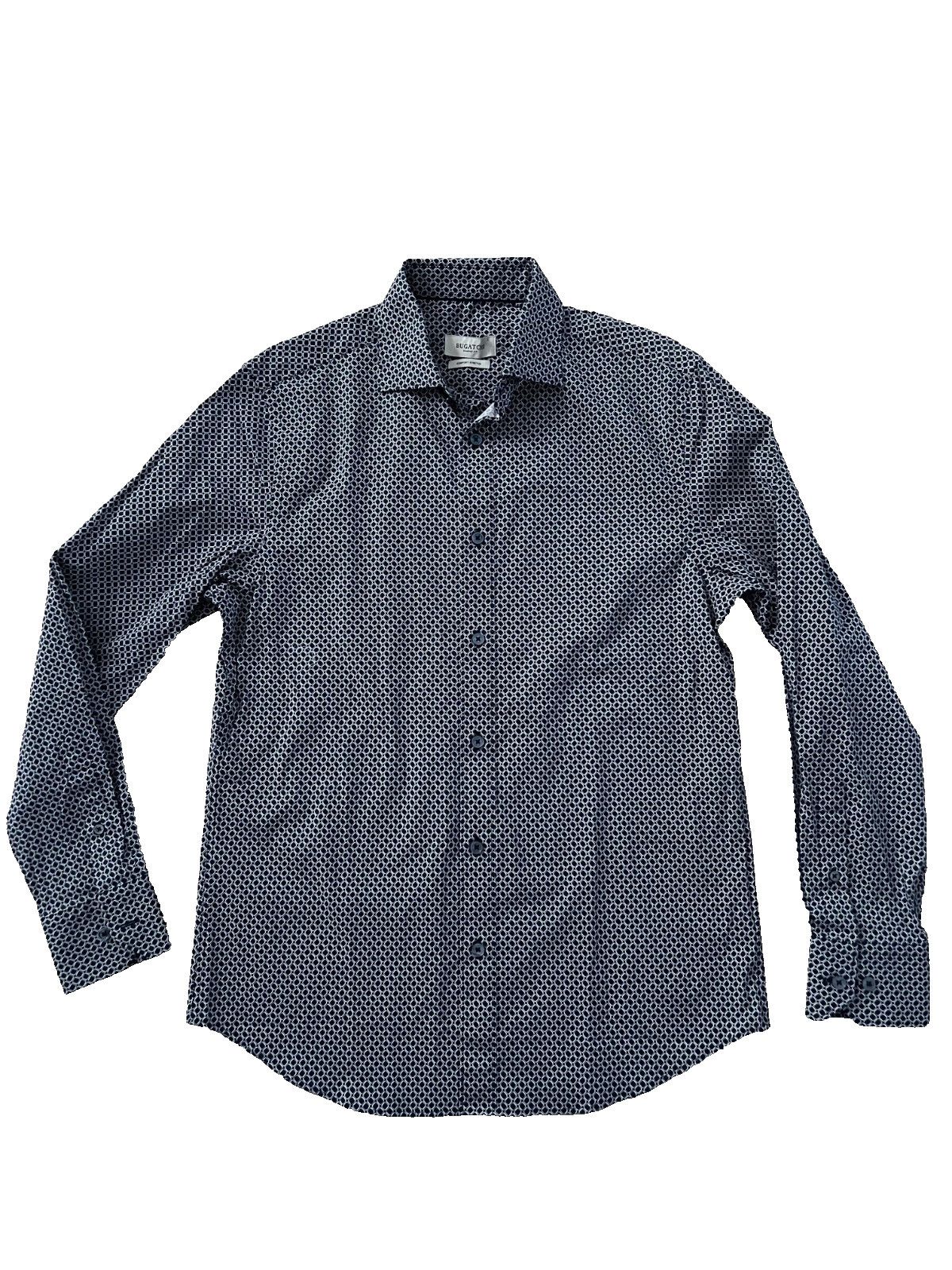 BUGATCHI Bugatchi Shaped Fit Comfort Stretch Button Shirt Navy ( S ) Size US S / EU 44-46 / 1 - 1 Thumbnail