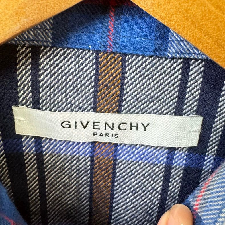 Givenchy Givenchy Size 39Patchwork Blue Plaid Long Sleeve Shirt 2506 Size US XL / EU 56 / 4 - 2 Thumbnail