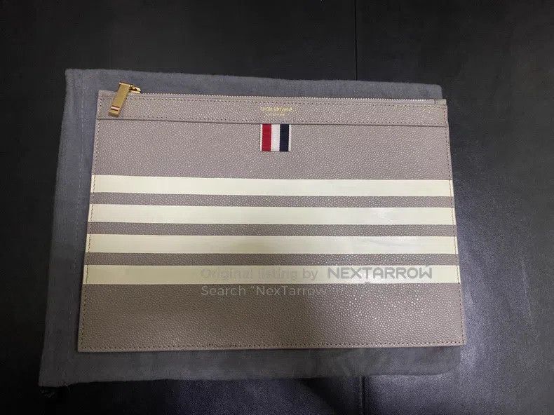 Thom Browne Thom Browne Men's Handbag Gray Four Stripe Design Size ONE SIZE - 1 Thumbnail