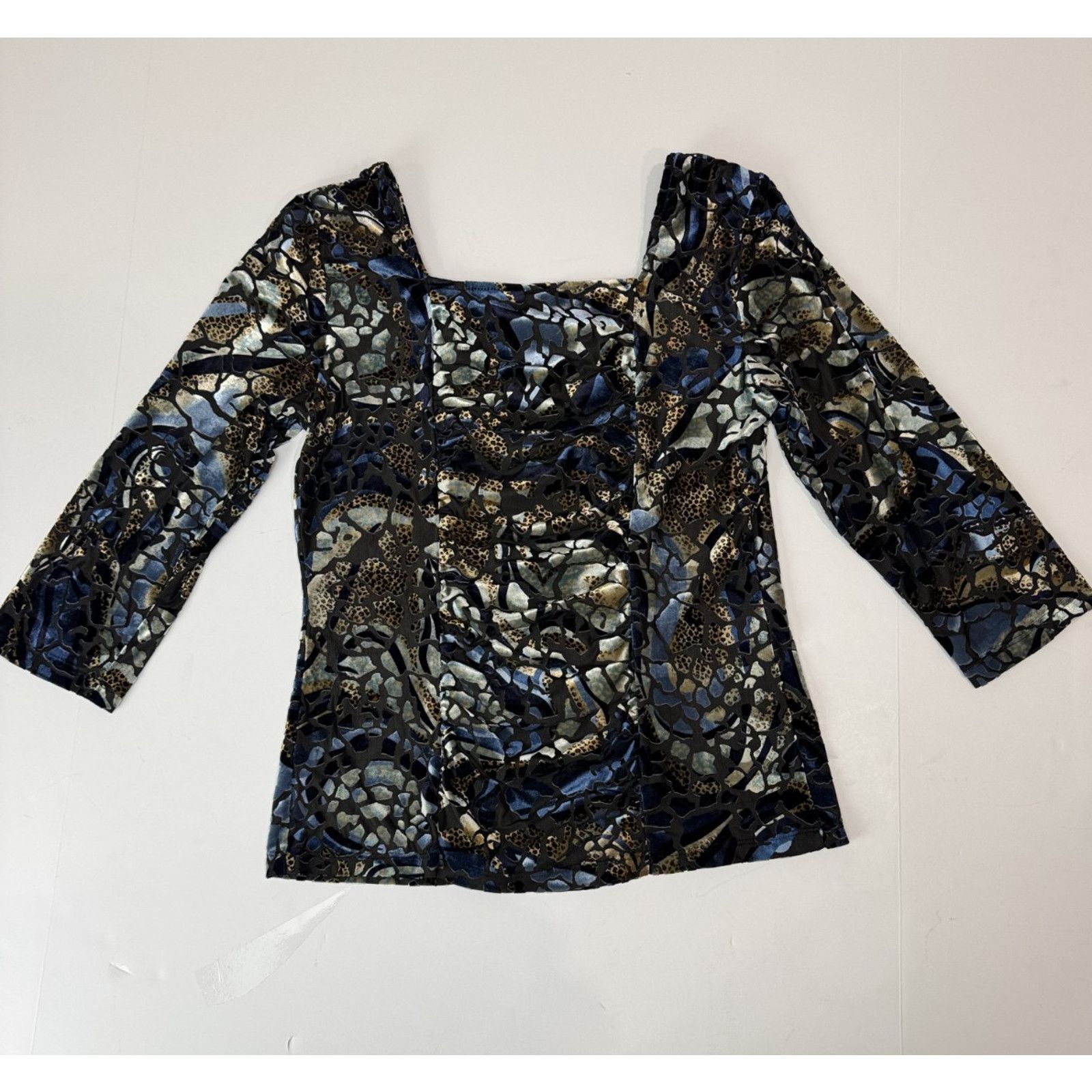 Other Vintage Velvet Burnout Libra Top Blue Y2K Goth Witchy Med Size M / US 6-8 / IT 42-44 - 2 Thumbnail
